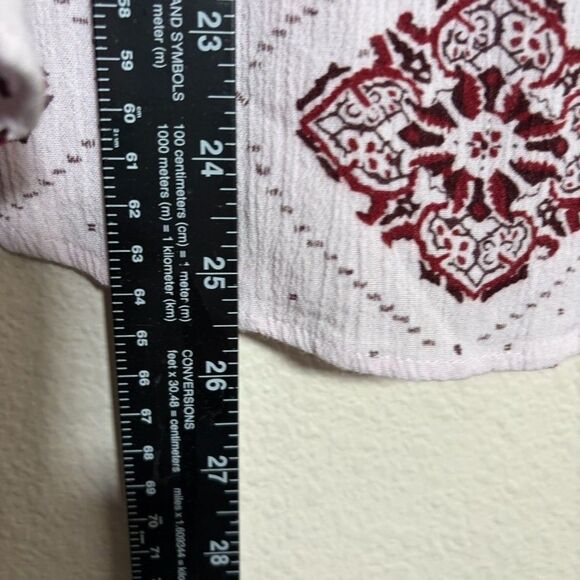 Fun 2 Fun Blouse Women's Medium V-Neck Popover 3/4 Sleeve Sheer Boho Top Casual - Picture 5 of 8